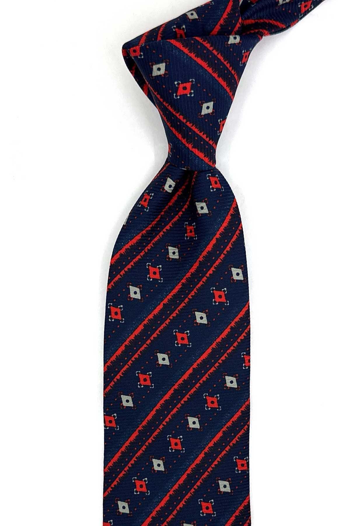  کراوات ابریشمی ایتالیایی طرح پارلا سرمه‌ای مدل IK2248