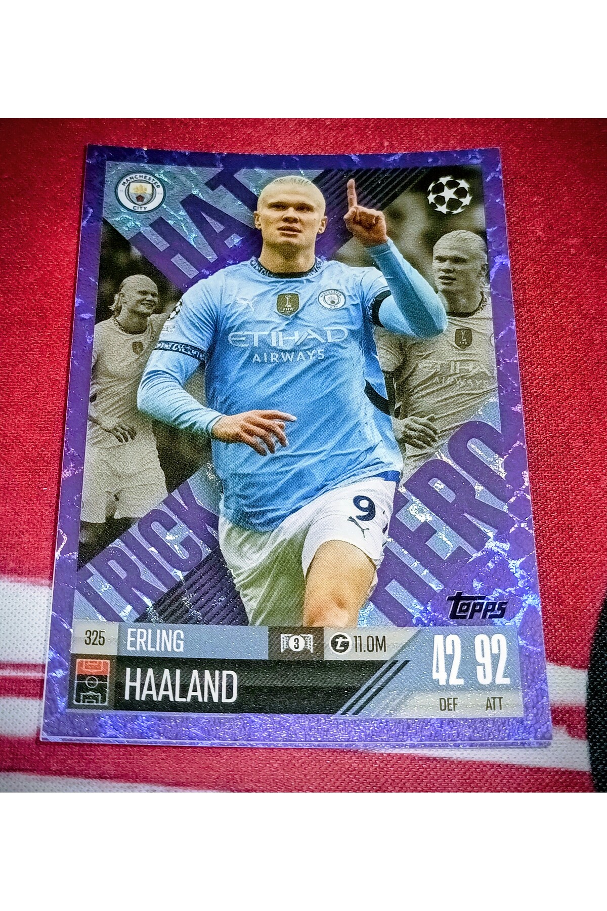 Topps Match Attax CL Extra 24/25 No. 325 Erling Haaland Hat-Trick