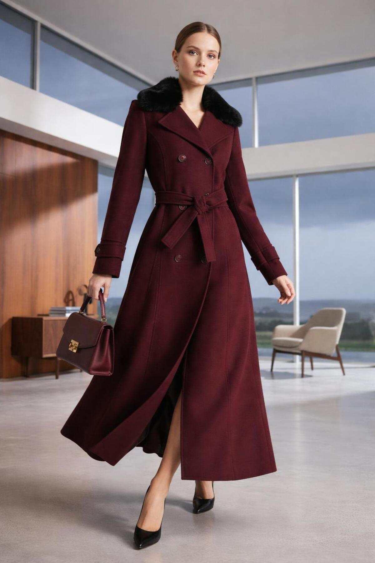 ESİN GİYİM  KRUVAZE KAŞE PALTO - Görsel 3