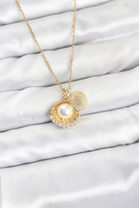 Ayşegül hediyelik Ayşegul hediyelik 316L Çelik Zincir Gold Renk İncili Deniz ...