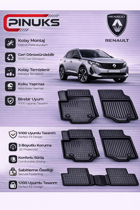 PİNUKS RENAULT SYMBOL 2015 3D PREMİUM ARACA ÖZEL OTO PASPAS SETİ