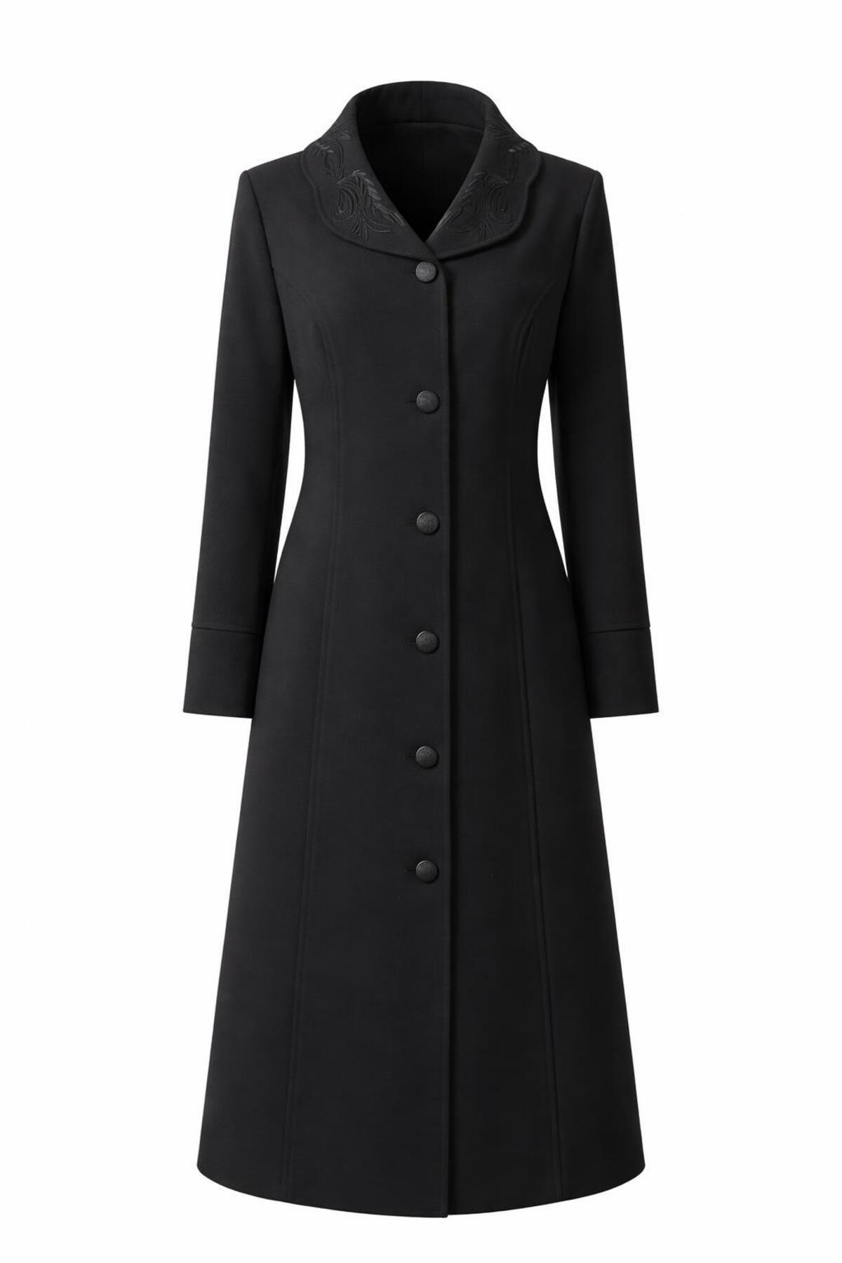 ESİN GİYİM  NAKIŞ DETAYLI BÜYÜK BEDEN MANTO