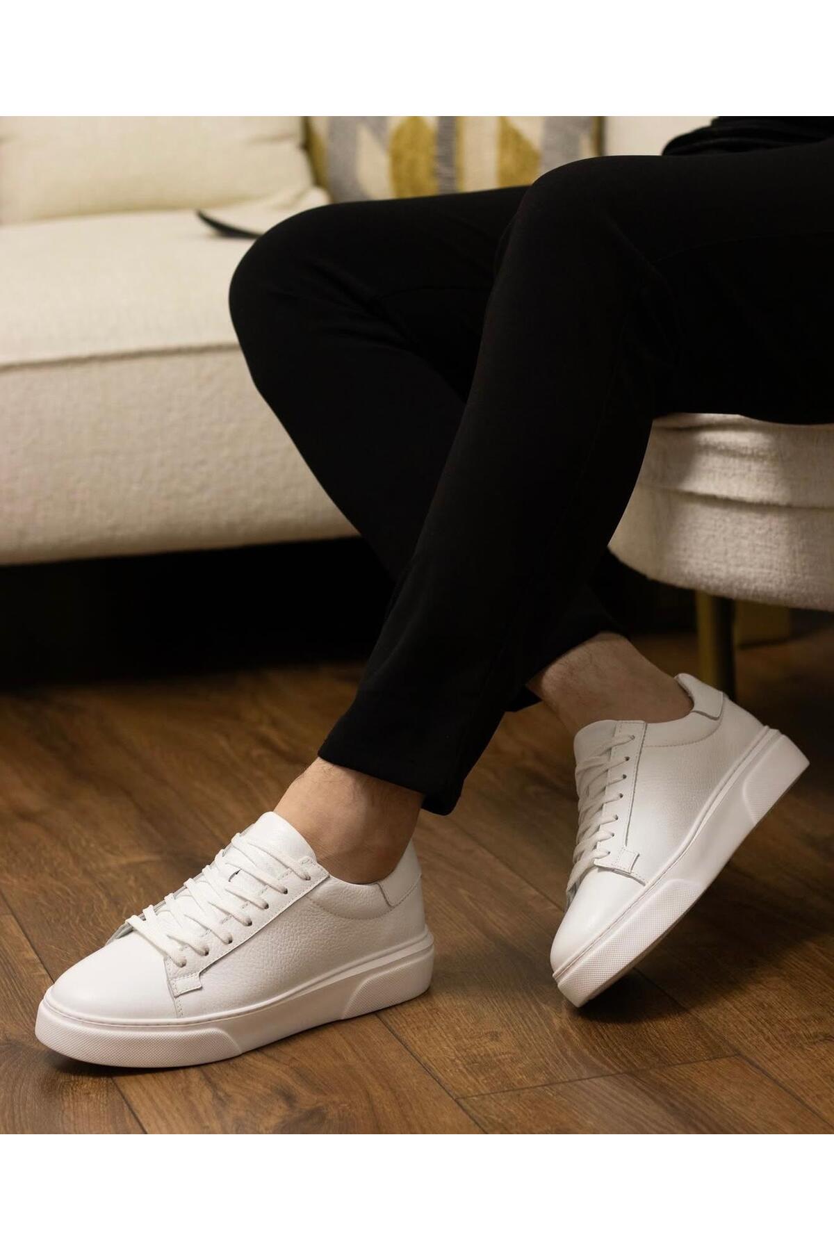 Taşpınar Ayakkabı  %100 Hakiki Deri Ortopedik Hafif Erkek Rahat Günlük Hafif Terletmez Büyük Numara Sneaker Ayk. 37-50 - Görsel 4