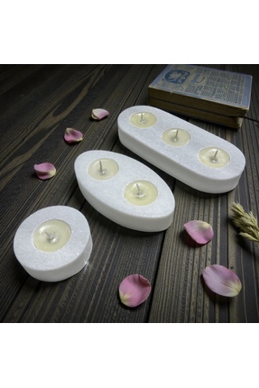 Şahin Marble Doğal Mermer Mumluk Seti 3’lü