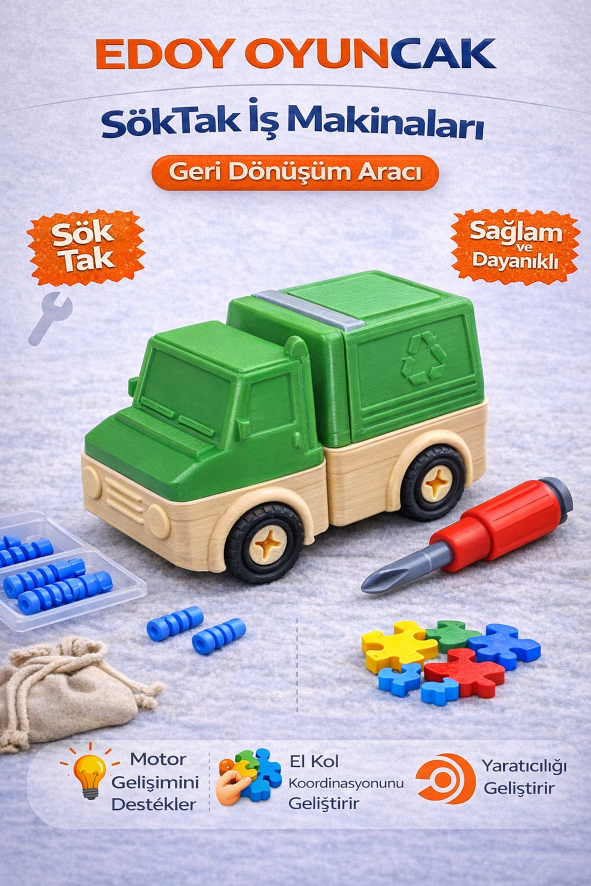 edoy Sök Tak Eğitici Geri Dönüşüm Aracı Araç Seti | Yap-Boz İş