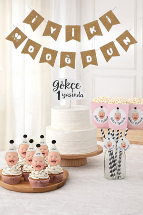 Dijital Nostal Kişiye Özel Yaş Temalı Doğum Günü Konsepti- Banner, Pasta, Cup...