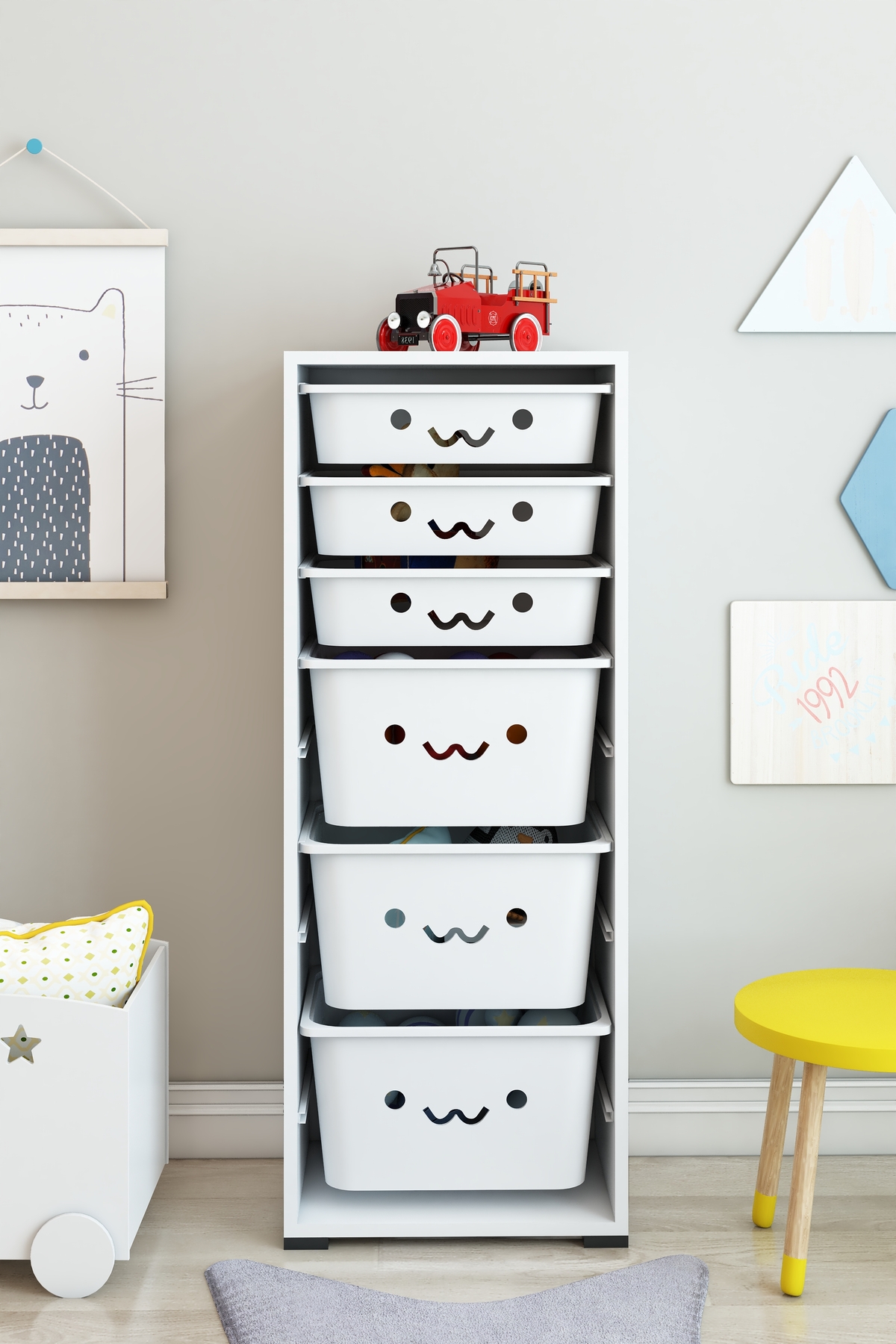 DEKOZUM KİDS 6 Sepetli Oyuncak Dolabı Oyuncak Box Oyuncak Saklama