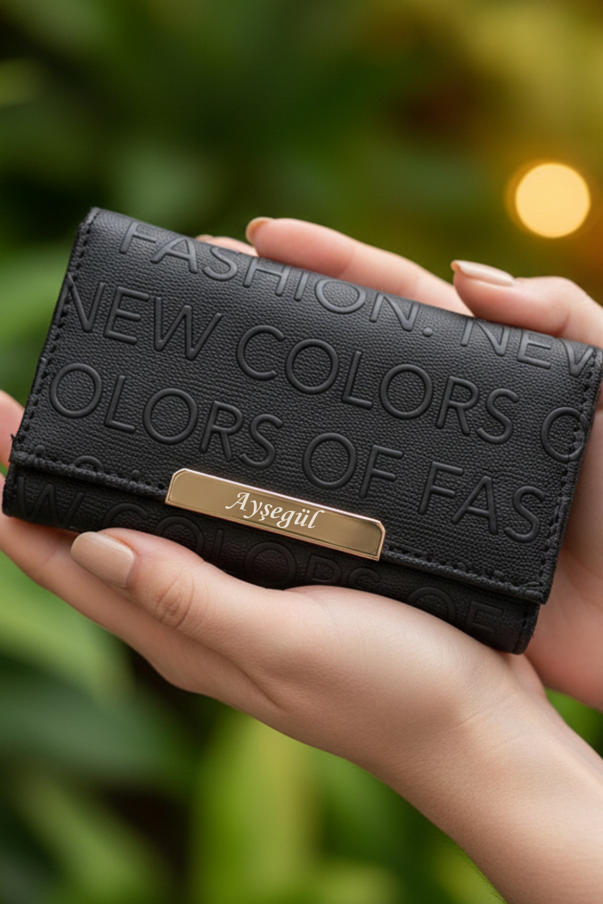 MEG TASARIM DÜNYASI  Kadın İsme Özel Cüzdan - Kişiye Özel İsim Yazılı Suni Deri Orta Boy Hediye Cüzdan