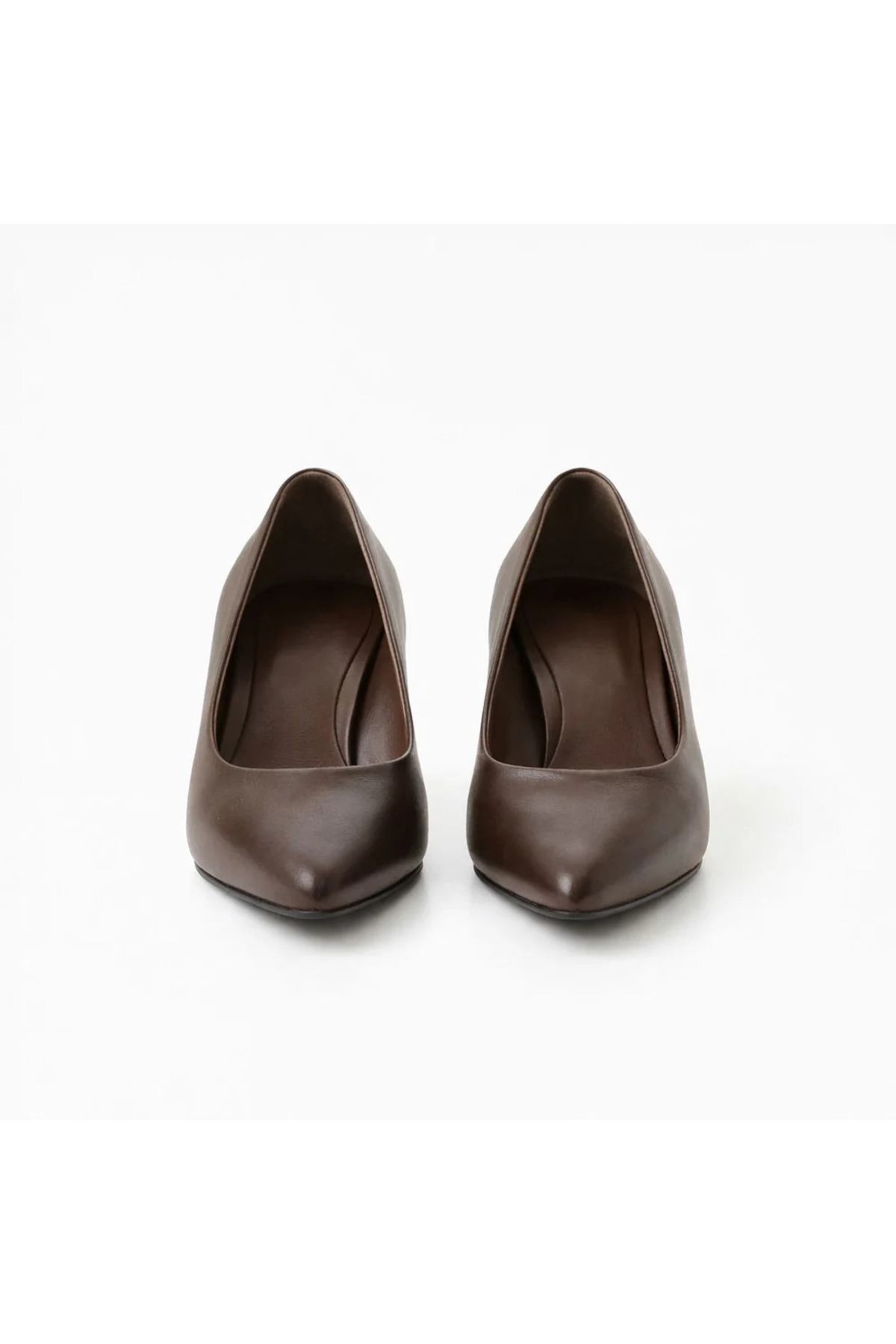 YadeGrande  Diva Kadın Büyük Numara (41-42-43) Acı Kahve Deri 3 cm Şampanya Mini Topuklu Stiletto - Görsel 4