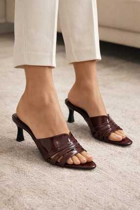 Macelife Kadın İnce Topuklu Kahverengi Günlük Terlik