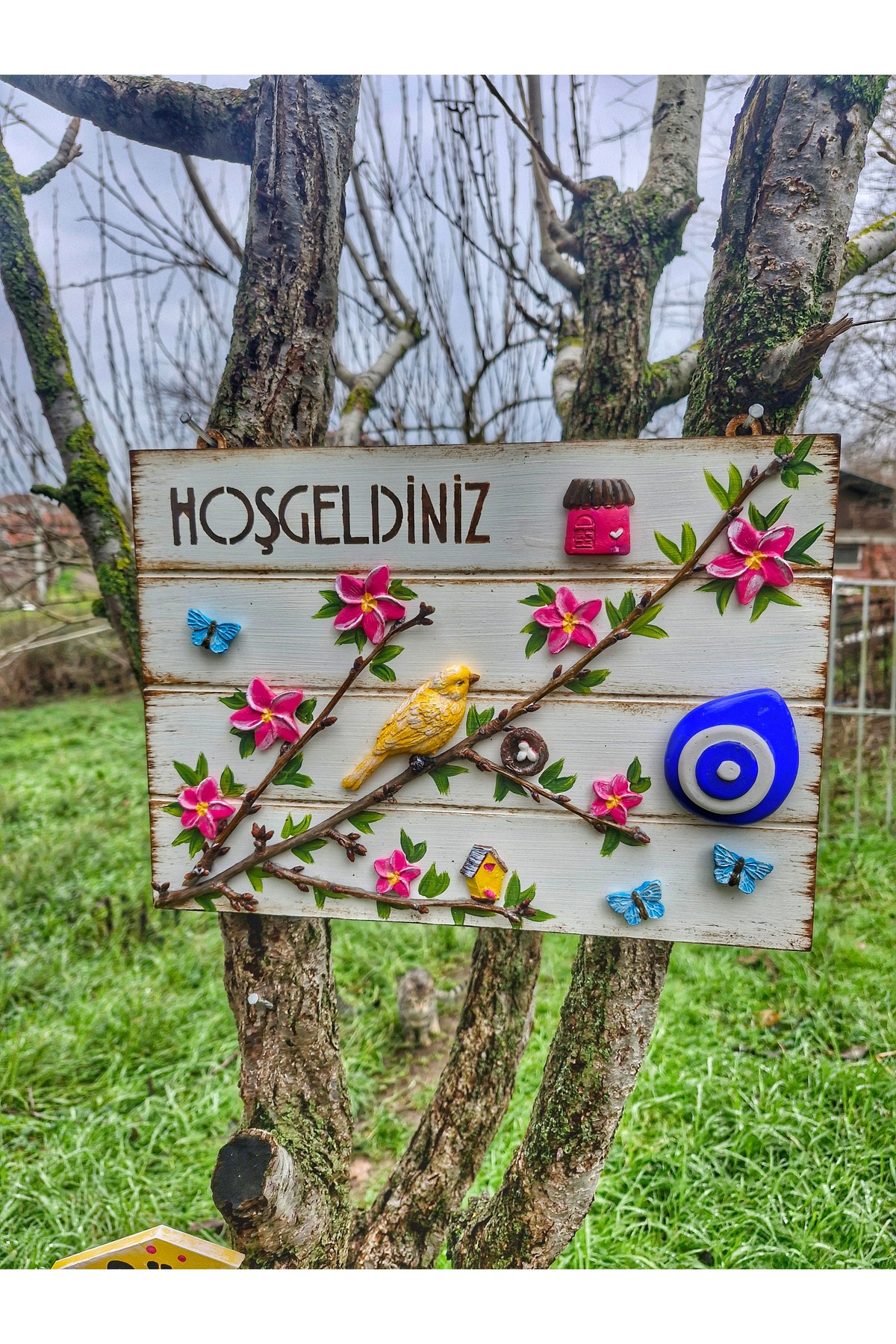Handmade wood Welcome board,25×35 cm,garden, balcony,wall decor