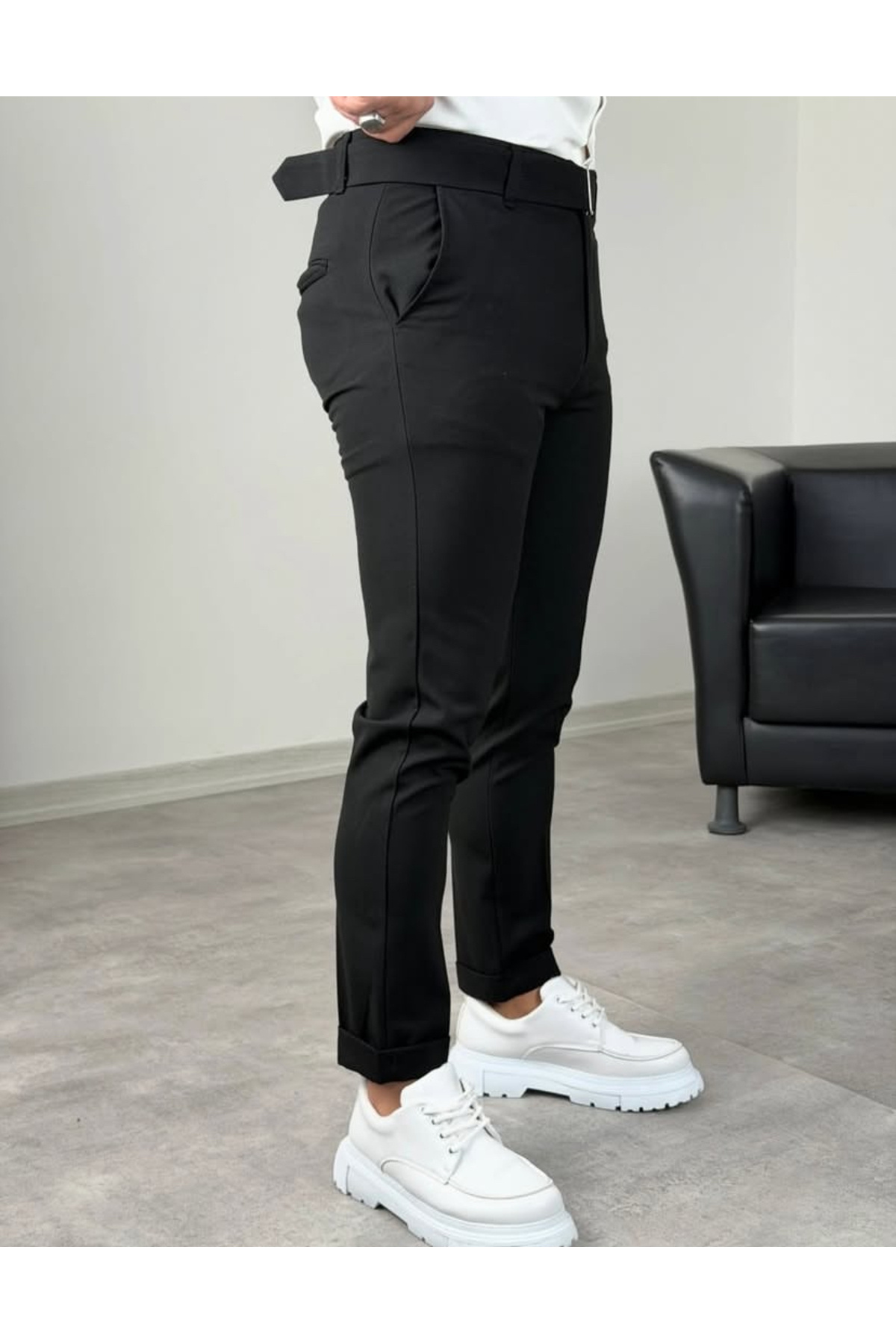 Stylo Men  Erkek Kendinden Kemerli Duble Paça Premium Kumaş - Görsel 3