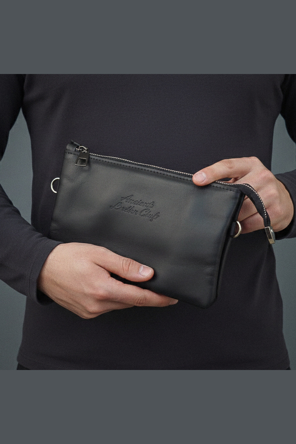 Ancient Leather Craft Hakiki Deri Unisex Portföy El Çantası Ve Omuz Askılı Clutch Çapraz Çanta görsel 8