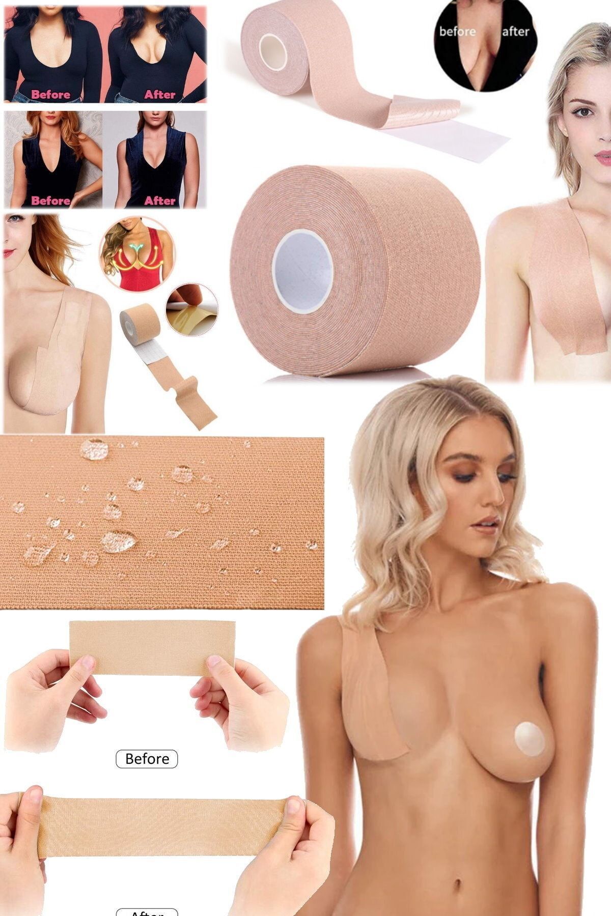 Munico Göğüs Şekillendirici Dikleştirici Ve Görünmez Ten Rengi Sütyen Bant Elbise Iç Çamaşır Yerine Bant fotoğrafı 4 (önizleme)
