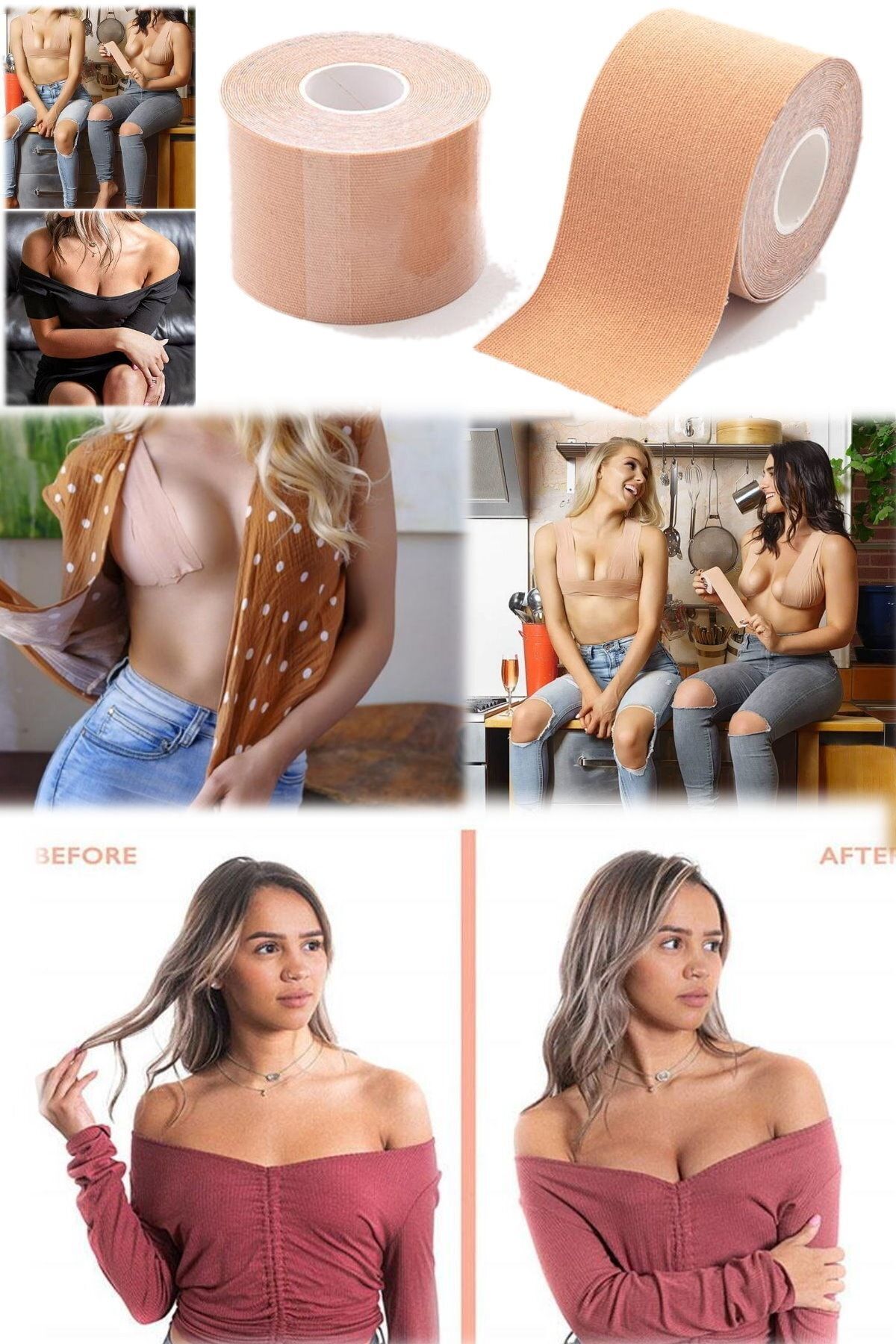Munico Göğüs Şekillendirici Dikleştirici Ve Görünmez Ten Rengi Sütyen Bant Elbise Iç Çamaşır Yerine Bant fotoğrafı 6 (önizleme)