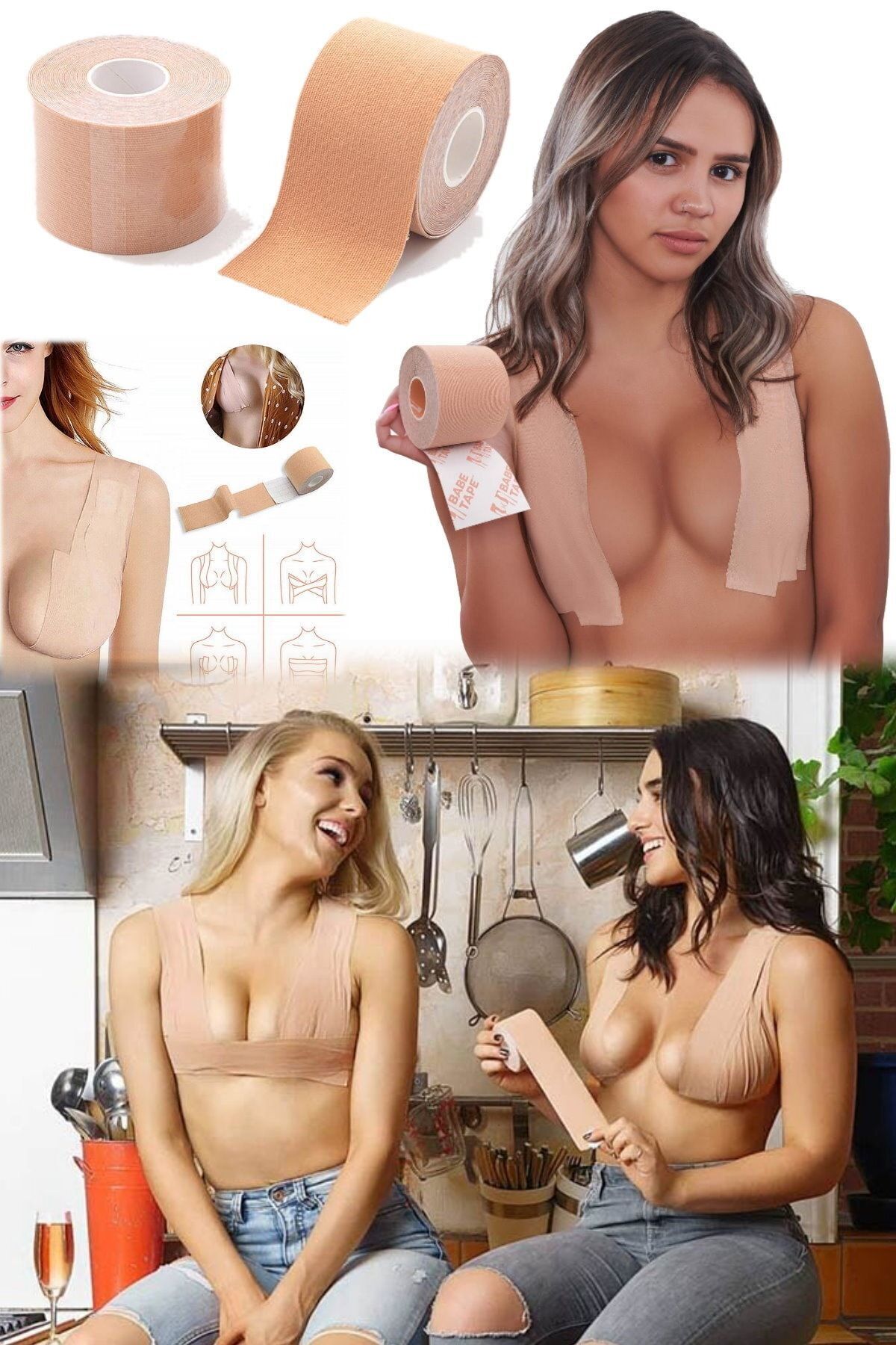 Munico Göğüs Şekillendirici Dikleştirici Ve Görünmez Ten Rengi Sütyen Bant Elbise Iç Çamaşır Yerine Bant fotoğrafı 5 (önizleme)