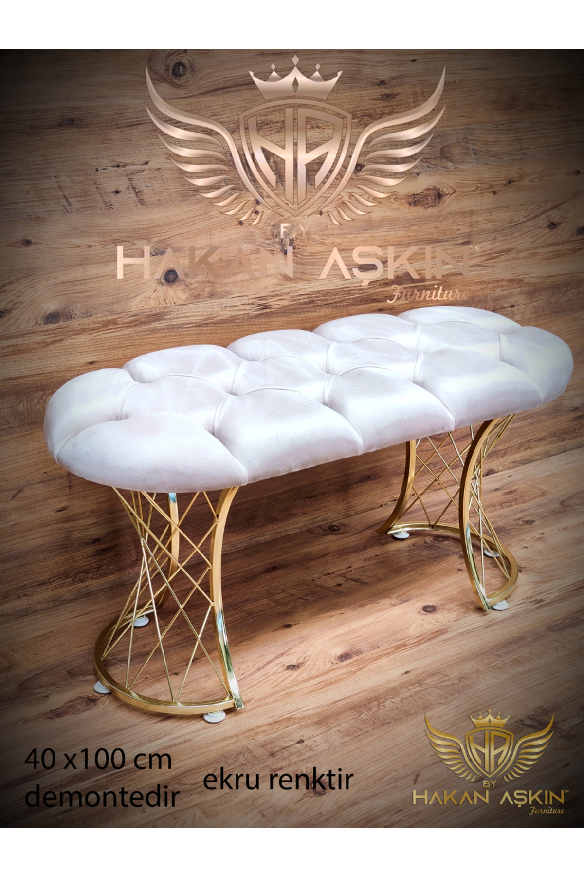 Luxury Ladle Bench 40x100cm Pouffe&Bench Bed Front - Entrance - Living Room - Living Room