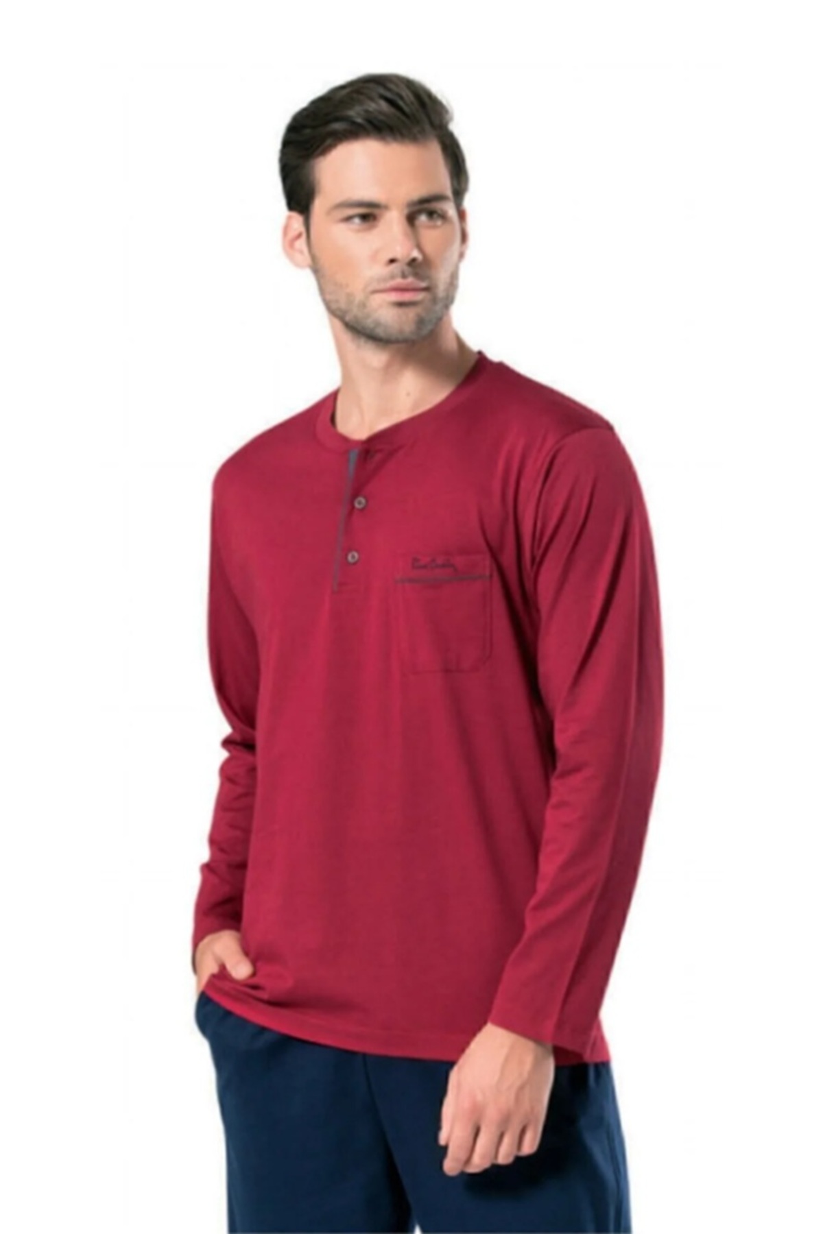ست پیژامه و لباس خواب مردانه راسته فاق نرمال آستین بلند | پیر کاردین Pierre Cardin 5t4w5a4y - تصویر 2