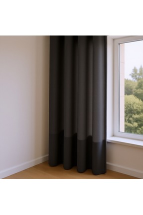 Vİ HOME ANTRASİT Ada Fon Perde en x boy Hazır Perde - Kornişli Fonluk Perde