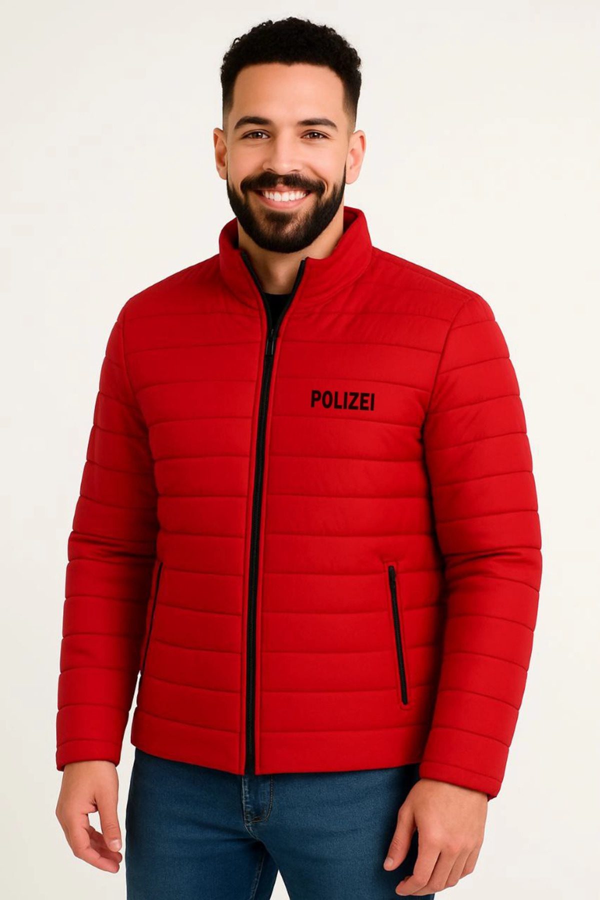 pilelistore Erkek Mikro Su İtici Kapitone Baskılı Astarlı Fermuarlı Bomber Mont - Kırmızı fotoğrafı 3 (önizleme)