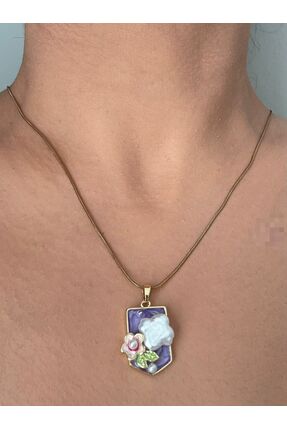 beus İncili Çiçek Tasarım Çelik Kolye