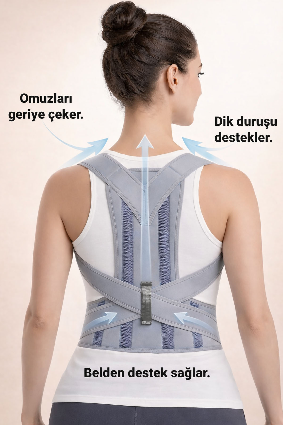 modalarge Dik Duruş Korsesi Gri Terletmez Kamburluk Sırt Omuz Korse Dik Durmak Için Korse Kadın Erkek Dik Duruş Aparatı görsel 4