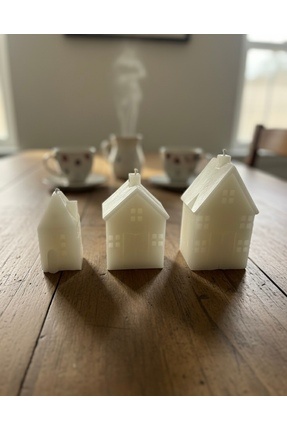 cuboo home Üçlü hediyelik ev şeklinde mum seti
