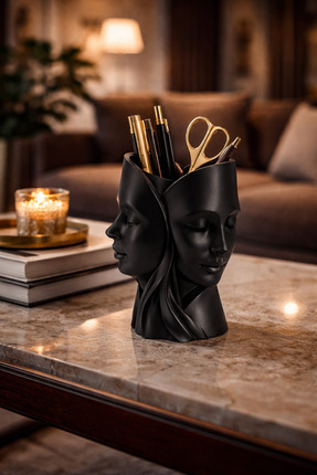 Heaven Home Design Modern Siyah Dekoratif Büst Heykel | 3D Baskı Minimalist M...