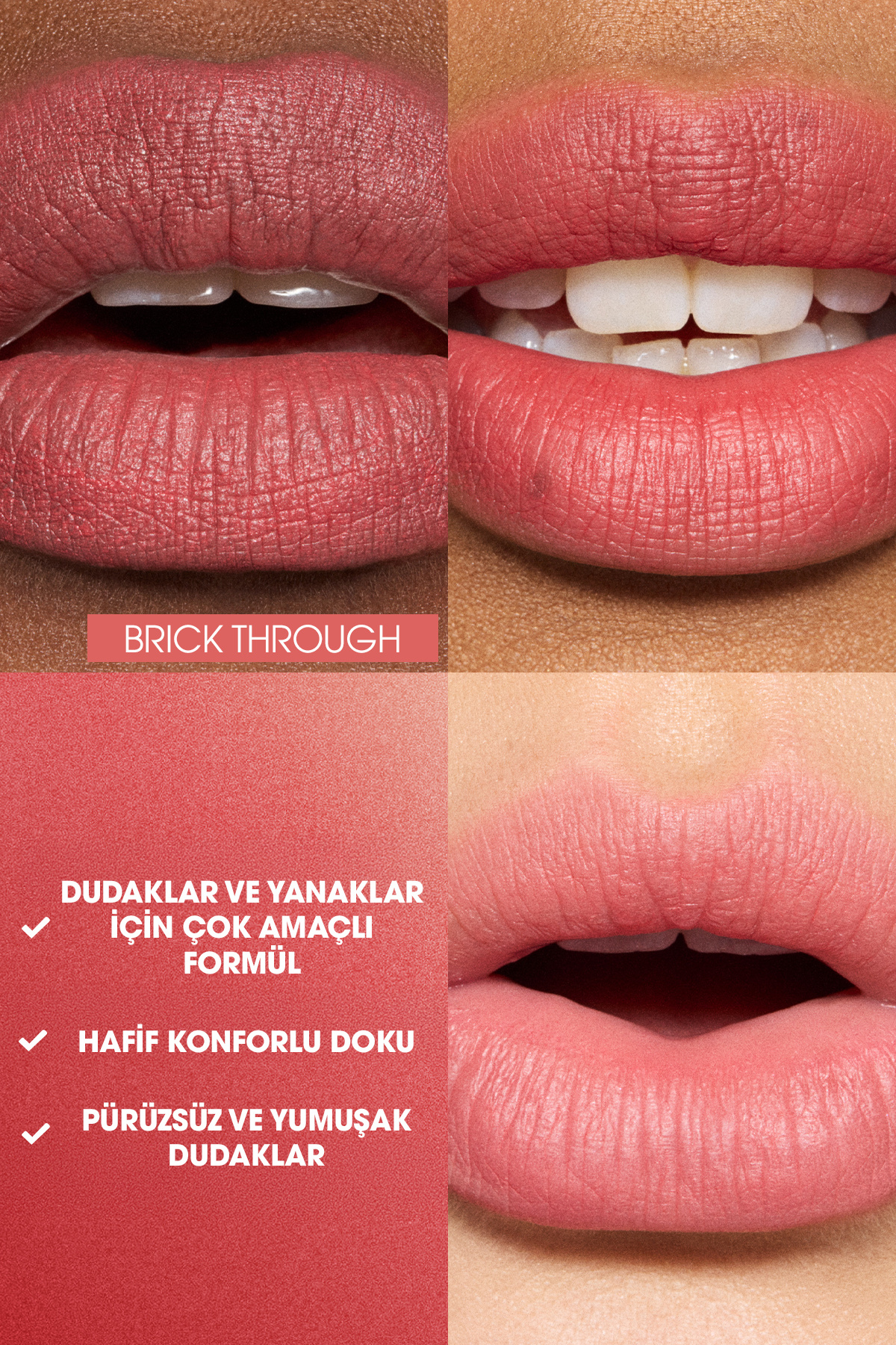 رژ لب مات مرطوب‌کننده Powder Kiss Hazy - Brick Through