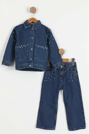 JuraKids Kız Çocuk Alt Üst Kot Takım – Rahat & Şık Denim Sweatshirt + Jean Pa...