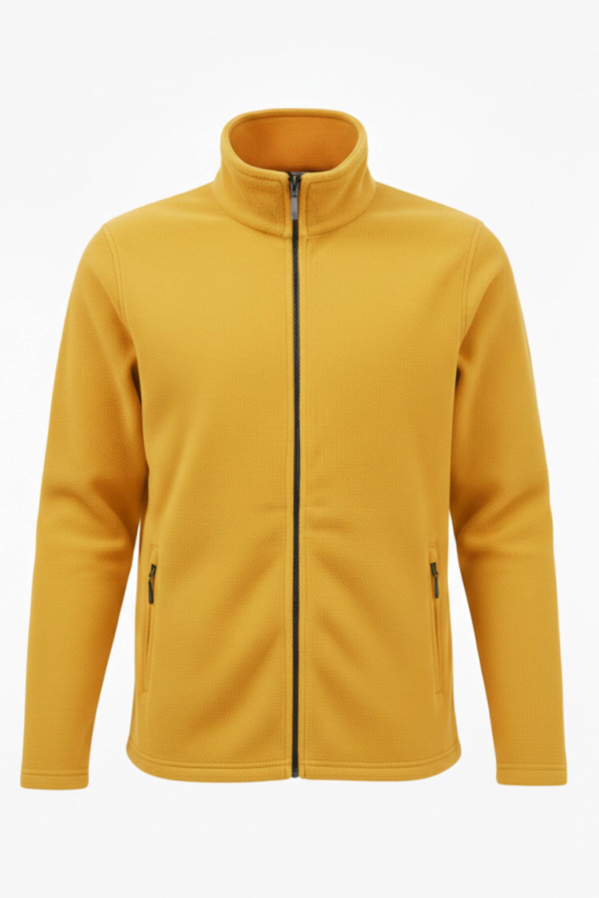 ACR Giyim Sarı Bato Yaka Tam Fermuarlı ve Cepli Outdoor Polar Ceket