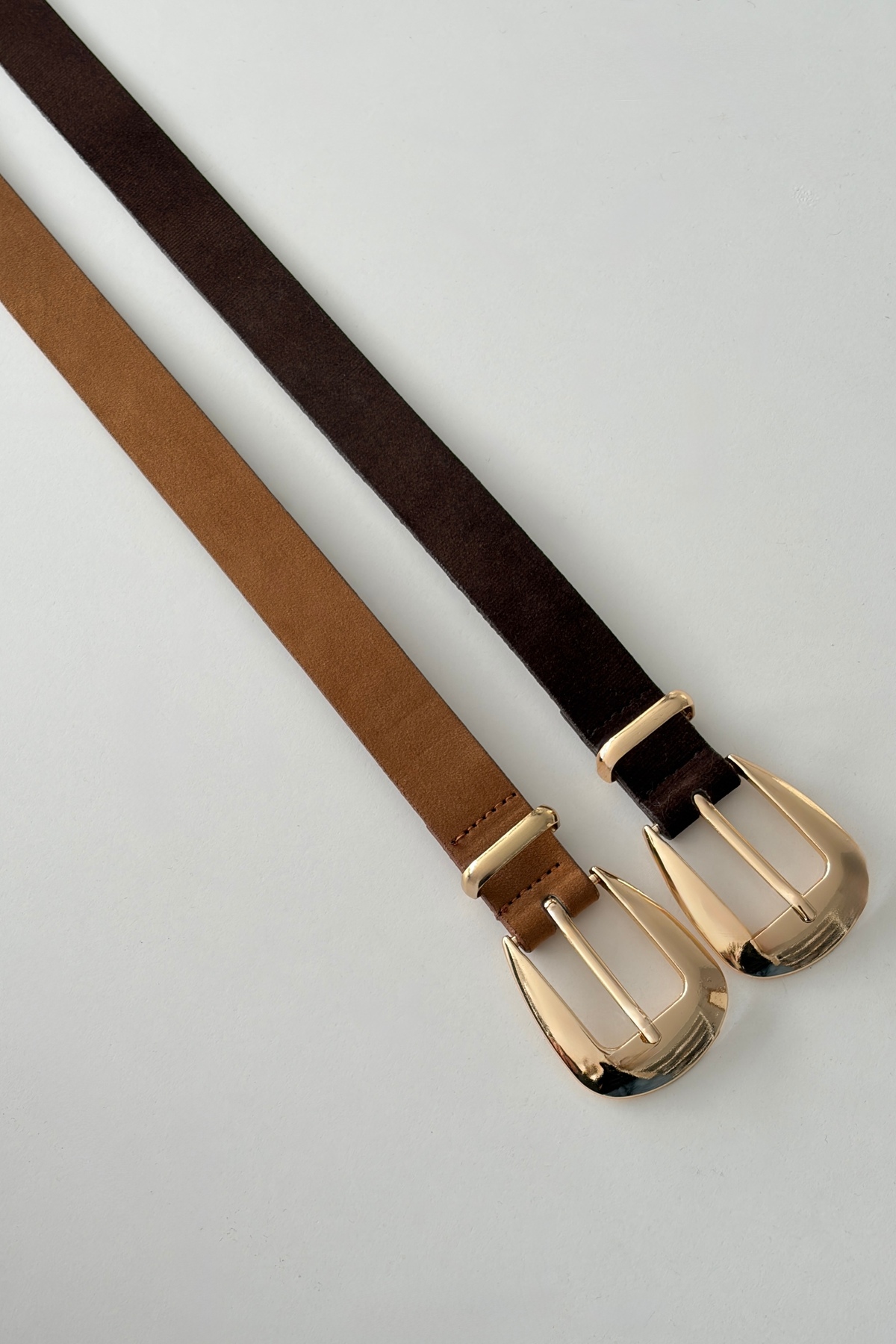 keisy  Wendy Gold Tokalı Kadın Süet Kemer (Acı Kahve) - Görsel 3