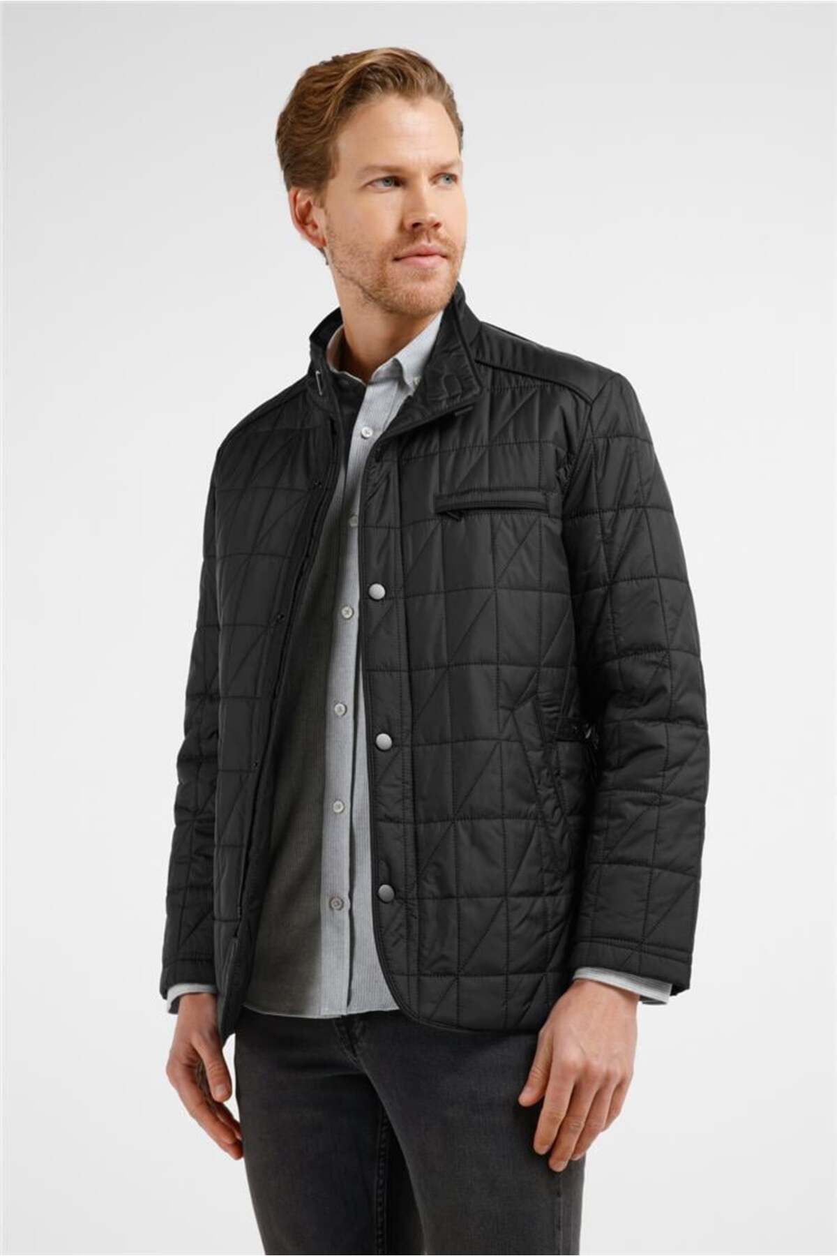 İmza  Siyah Dik Yaka Slim Fit Classic Kaban 1008255153