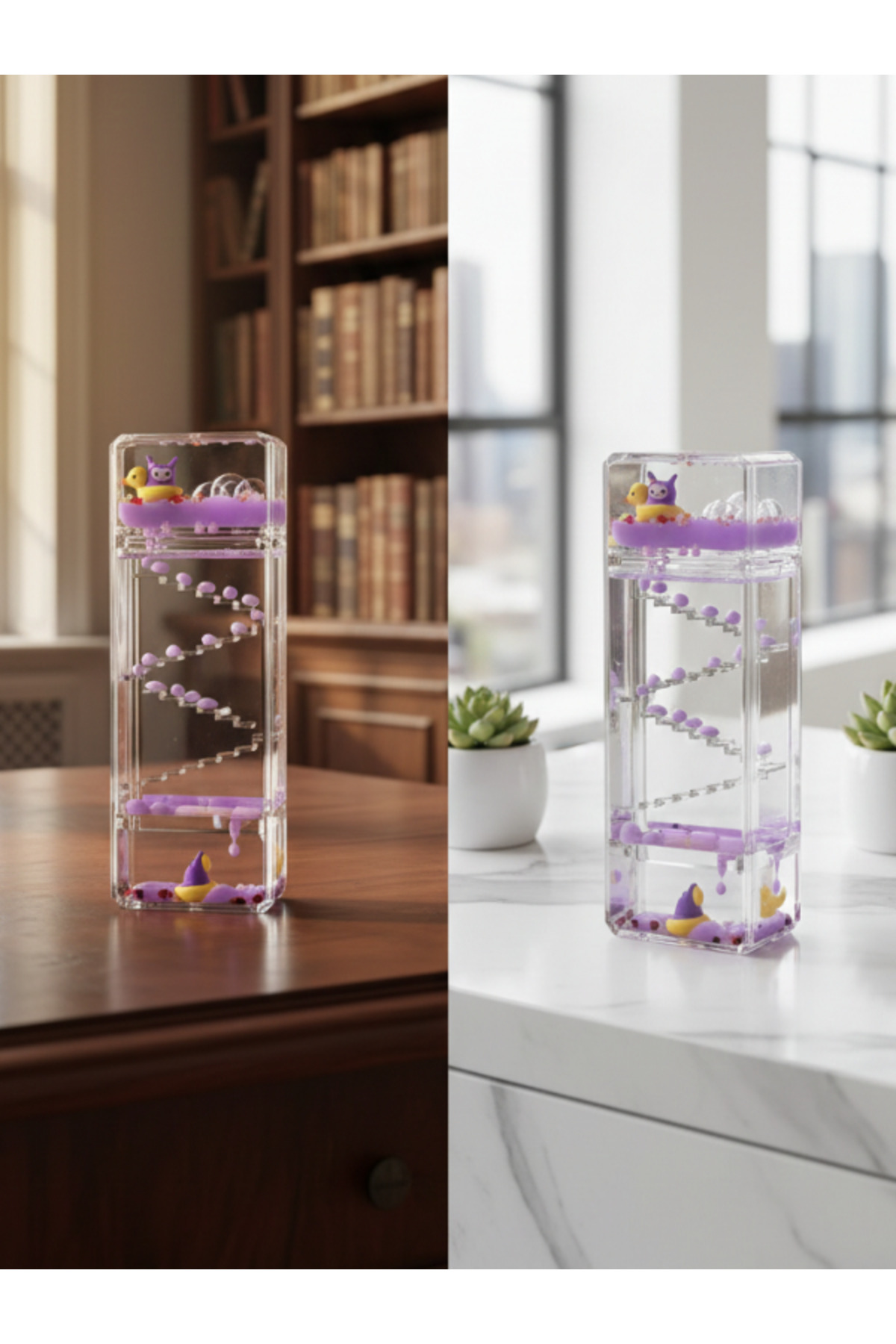 Cute Figure Mill Non-Sinking Liquid Hourglass