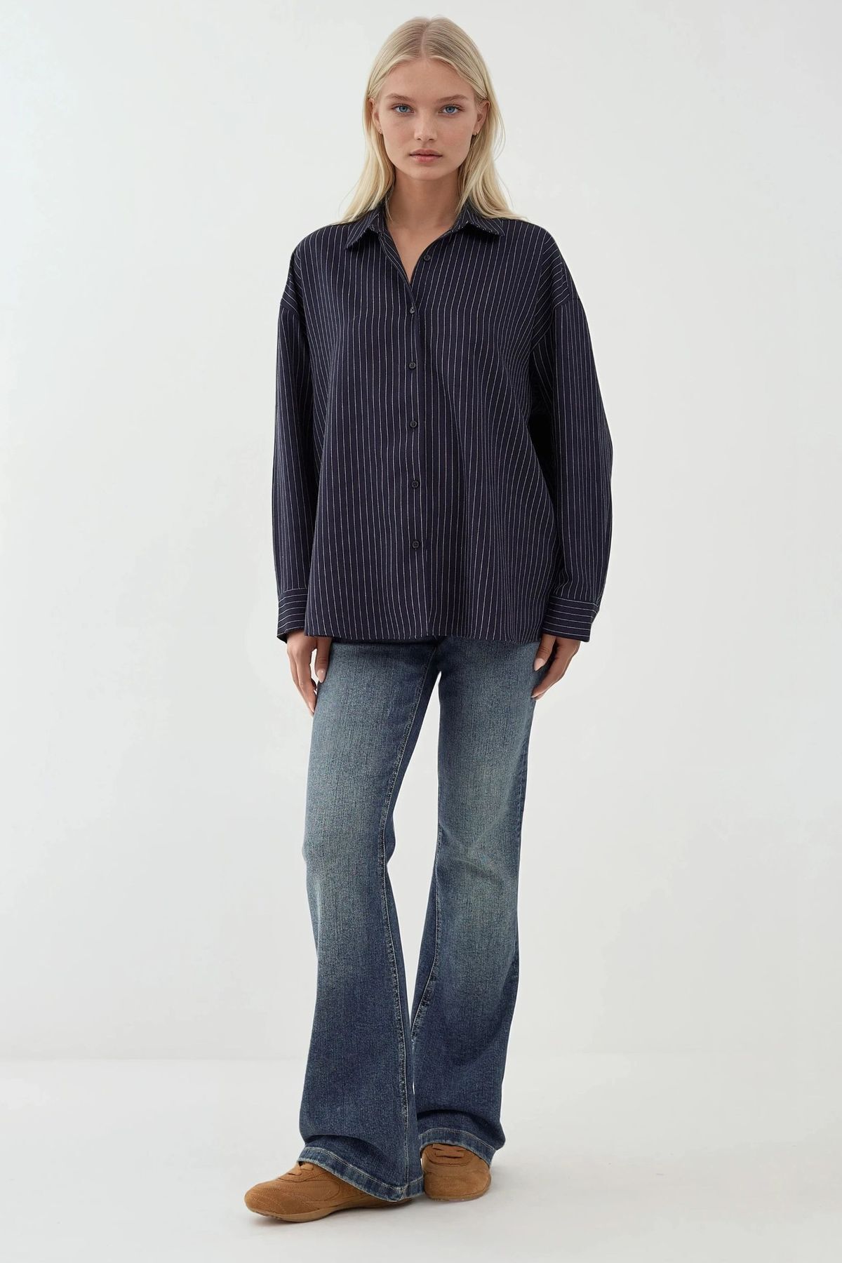 Hiccup  Oversize Çizgili Gömlek - Görsel 5