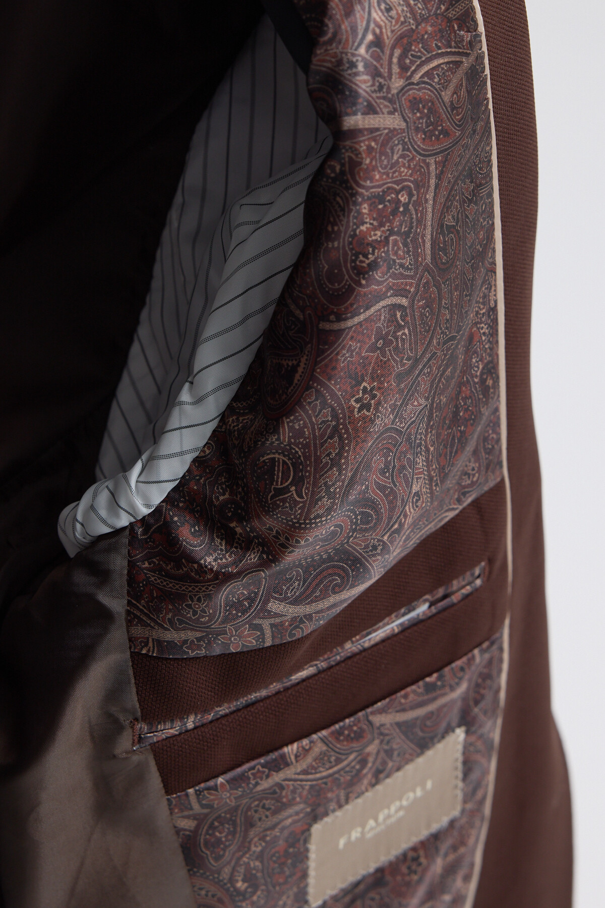 Frappoli  Pique Erkek Kahve Sivri Yaka Esnek Poliviskon Kumaşlı Slim Fit Spor Blazer Ceket - Görsel 7