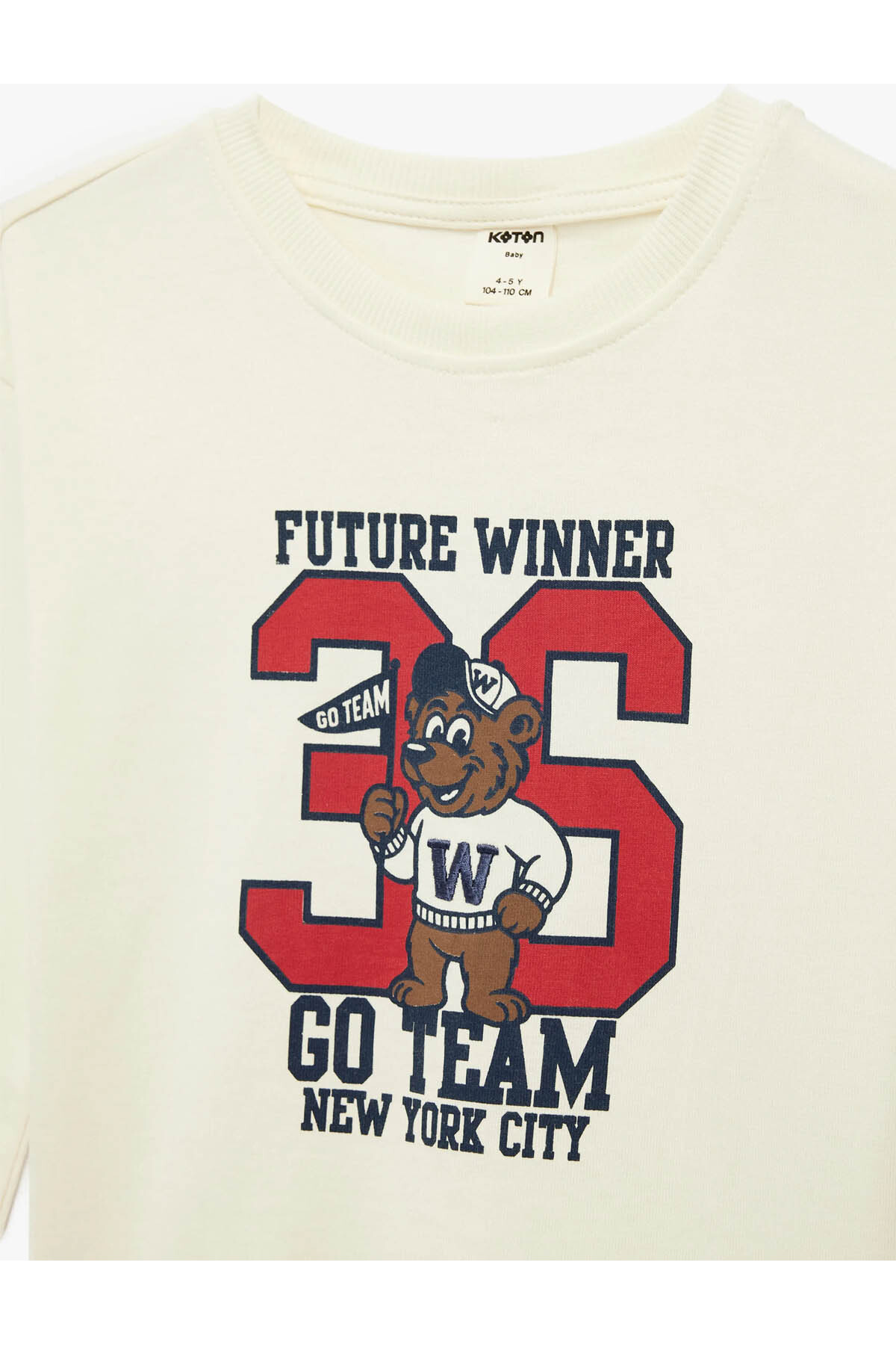 Koton Pamuklu Baskılı Ekru Erkek Bebek Uzun Kollu T-shirt 6SMB10108TK fotoğrafı 3 (önizleme)