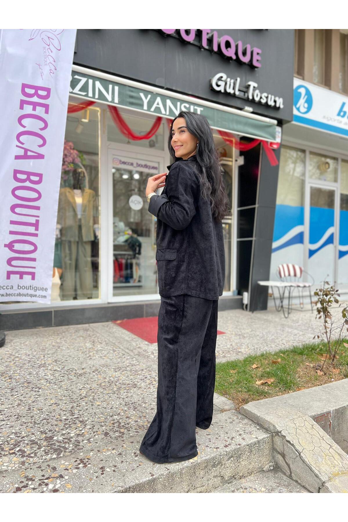 Süet Ceket Pantolon Takım