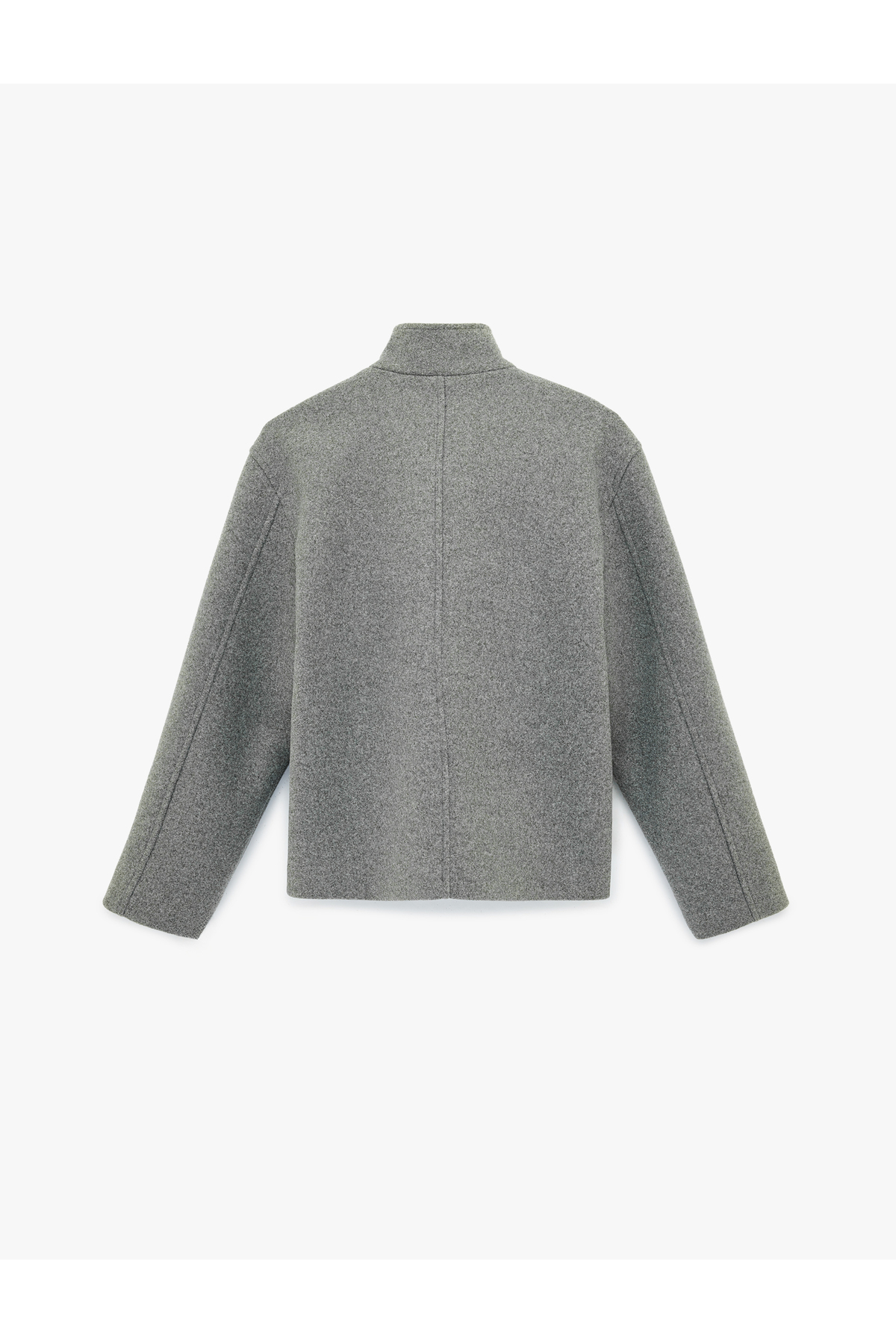 Koton  Uzun Kollu Fermuarlı Dik Yaka Kaşe Ceket - Görsel 4