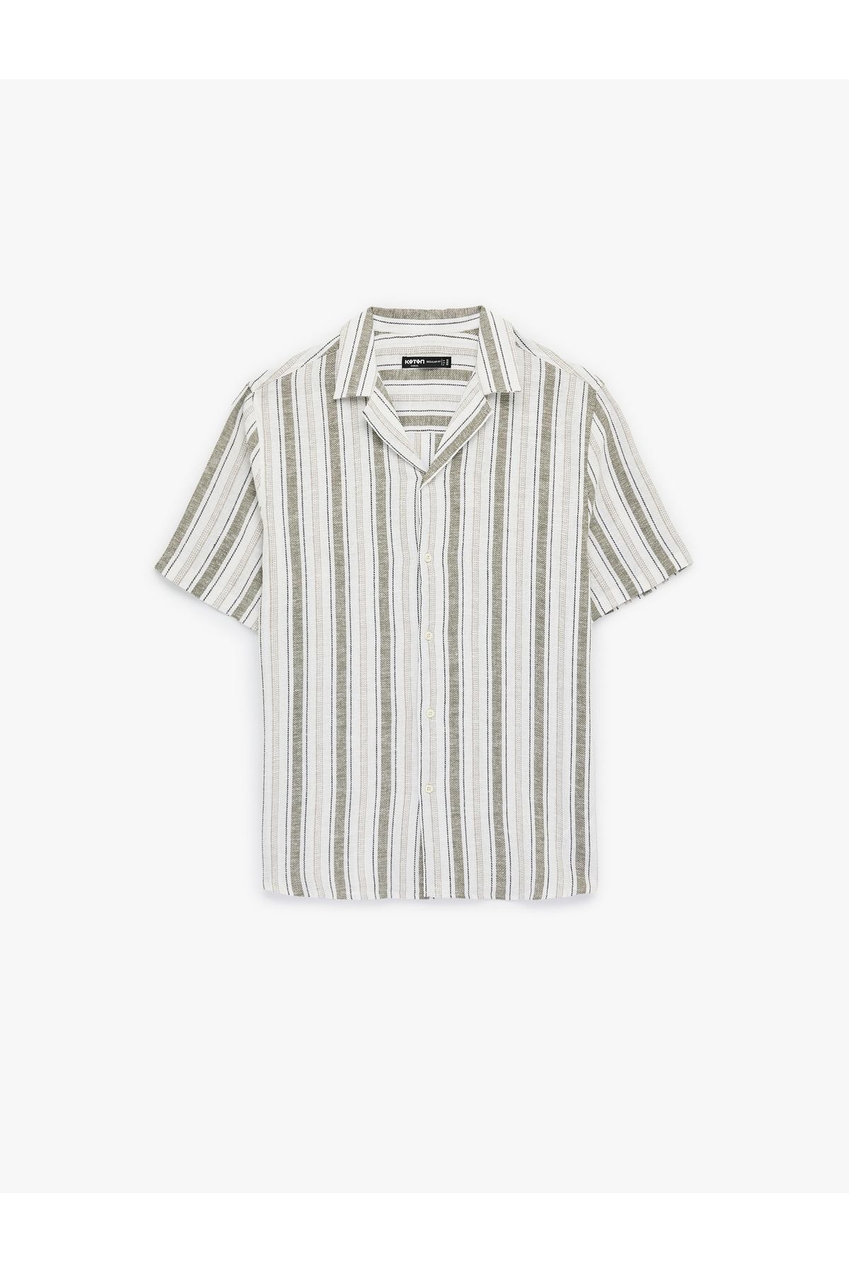 کوتون پیراهن آستین کوتاه یقه آپاچی طرح معمولی، جنس کتان ویسکوز