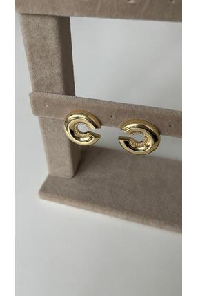 ELLY TAKI Gold Taşlı C Küpe