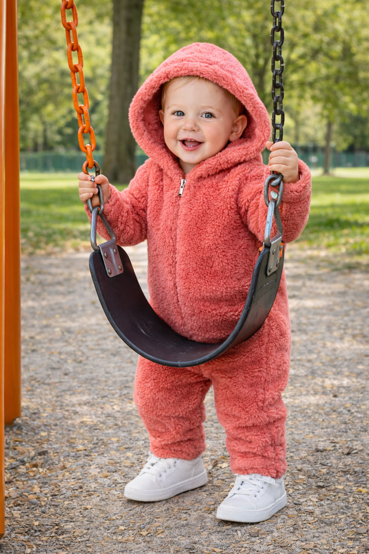 Chicsy Baby Kışlık tatlı Kışlık tatlı Kız Bebek Peluş Tulum Kapüşonlu Fermuarlı Yumuşak Polar Tulum Kışlık fotoğrafı 4 (önizleme)