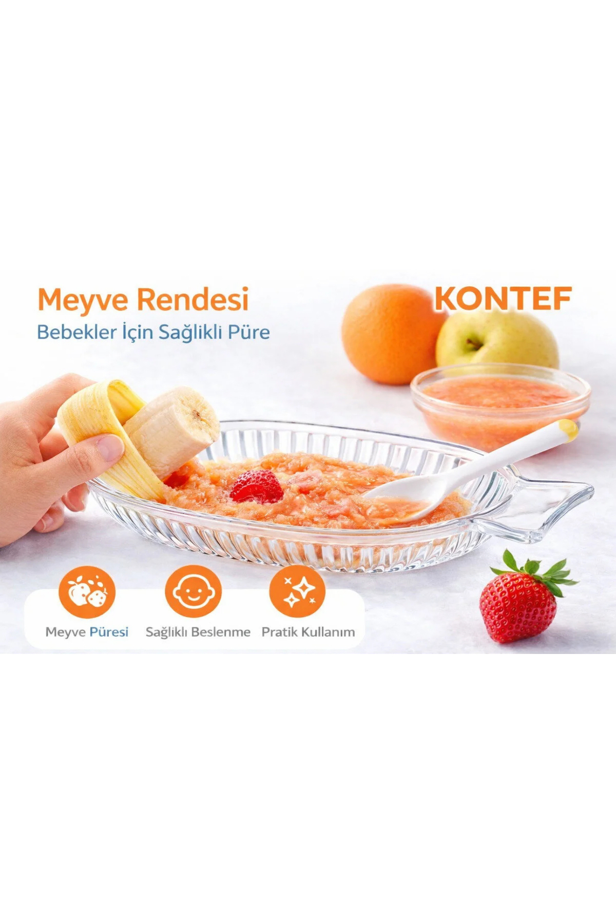 KONTEF 2Li Set Bebekler İçin Ek Gıda Haşlama Aparatı Ve Cam Püre Rendesi 2Li Set fotoğrafı 5 (önizleme)