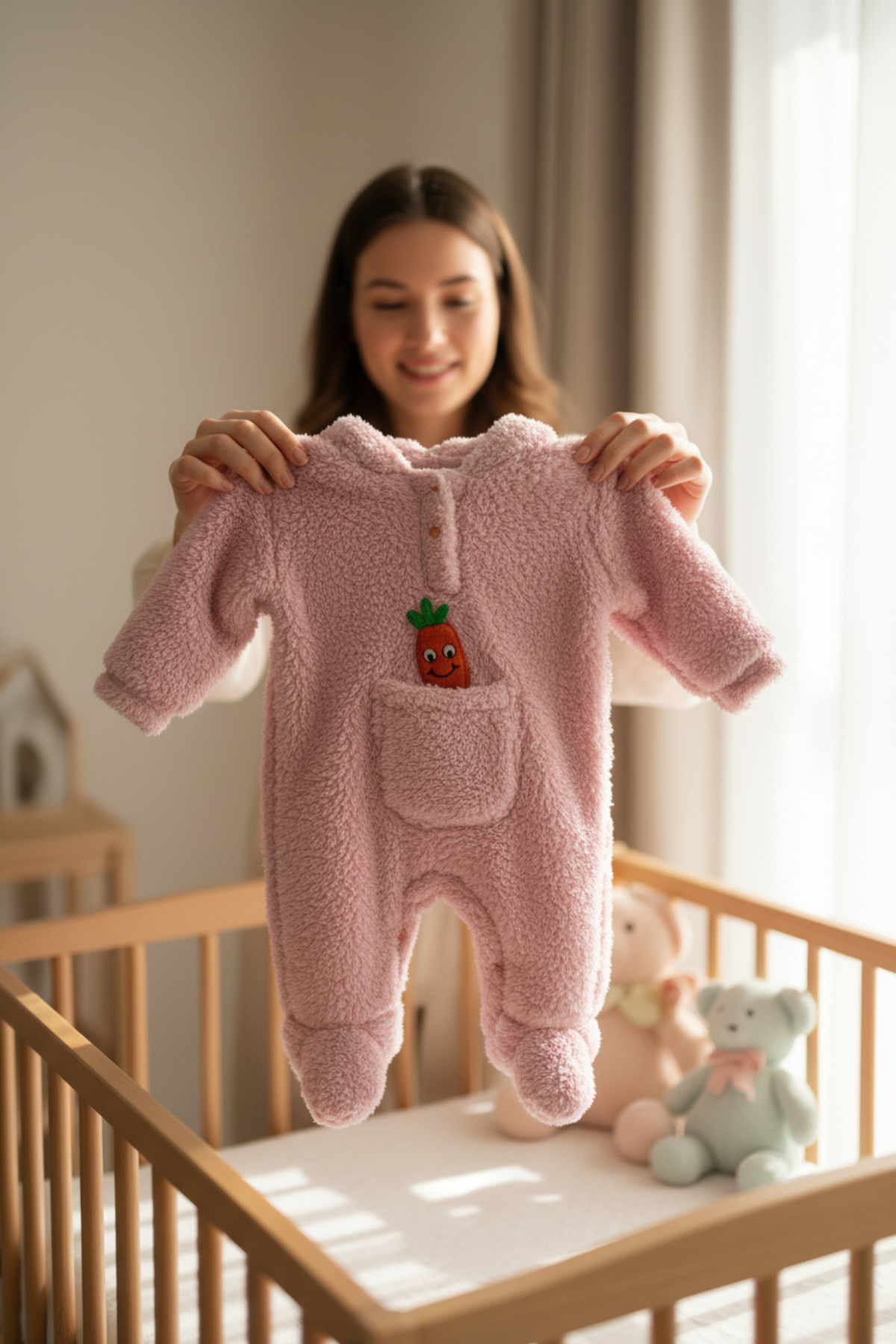 balbeybi Kulaklı Welsoft Bebek Tulumu, Kapüşonlu Tavşan Kulaklı Peluş Kışlık Bebek Uyku Tulumu Unisex fotoğrafı 3 (önizleme)