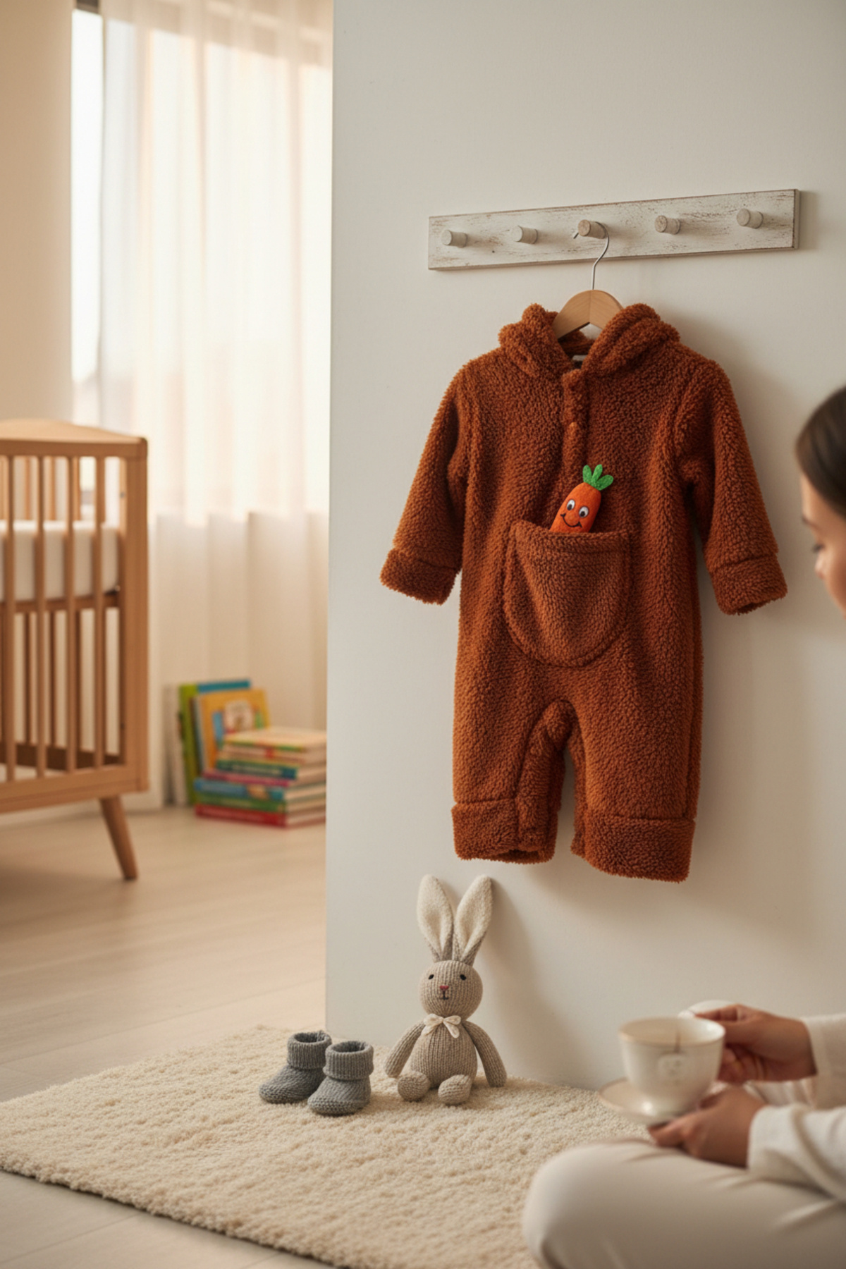 balbeybi Kulaklı Welsoft Bebek Tulumu, Kapüşonlu Tavşan Kulaklı Peluş Kışlık Bebek Uyku Tulumu Unisex fotoğrafı 3 (önizleme)