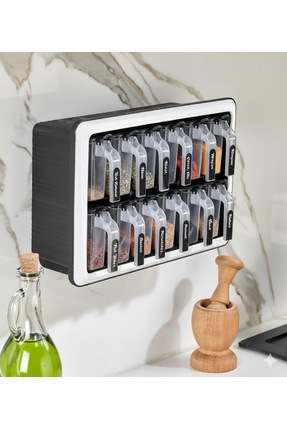 Violet Standlı 12 Li Yapışkanlı Kapaklı Kaşıklı Baharatlık Takımı Etiket Hedi...