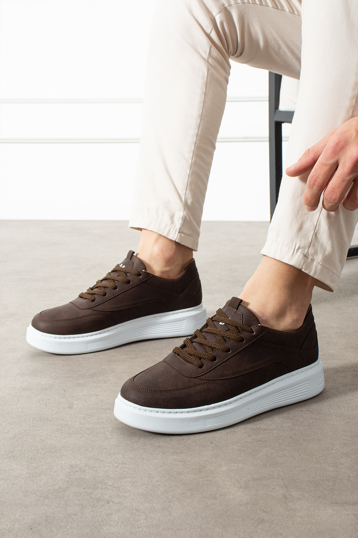 Victoris  LYNOR Erkek Acı Kahve Bağcıklı Düz Taban Sneaker Ayakkabı