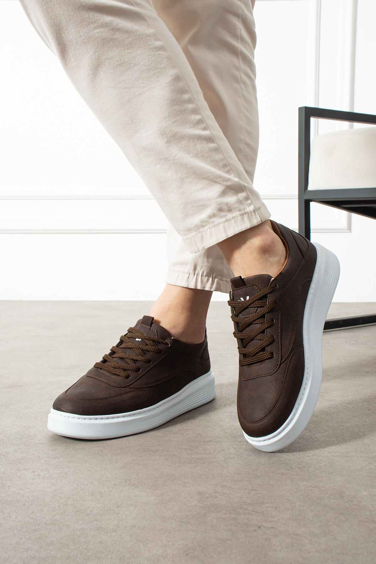 Victoris  LYNOR Erkek Acı Kahve Bağcıklı Düz Taban Sneaker Ayakkabı - Görsel 4
