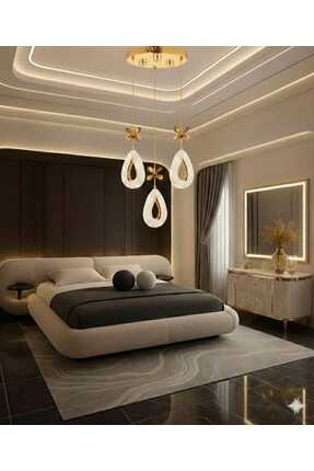 AURA LIGHTING Modern Gold 3'Lü Damla Sarkıt 3 Renk LED Salon/Antre/Yatak Odas...