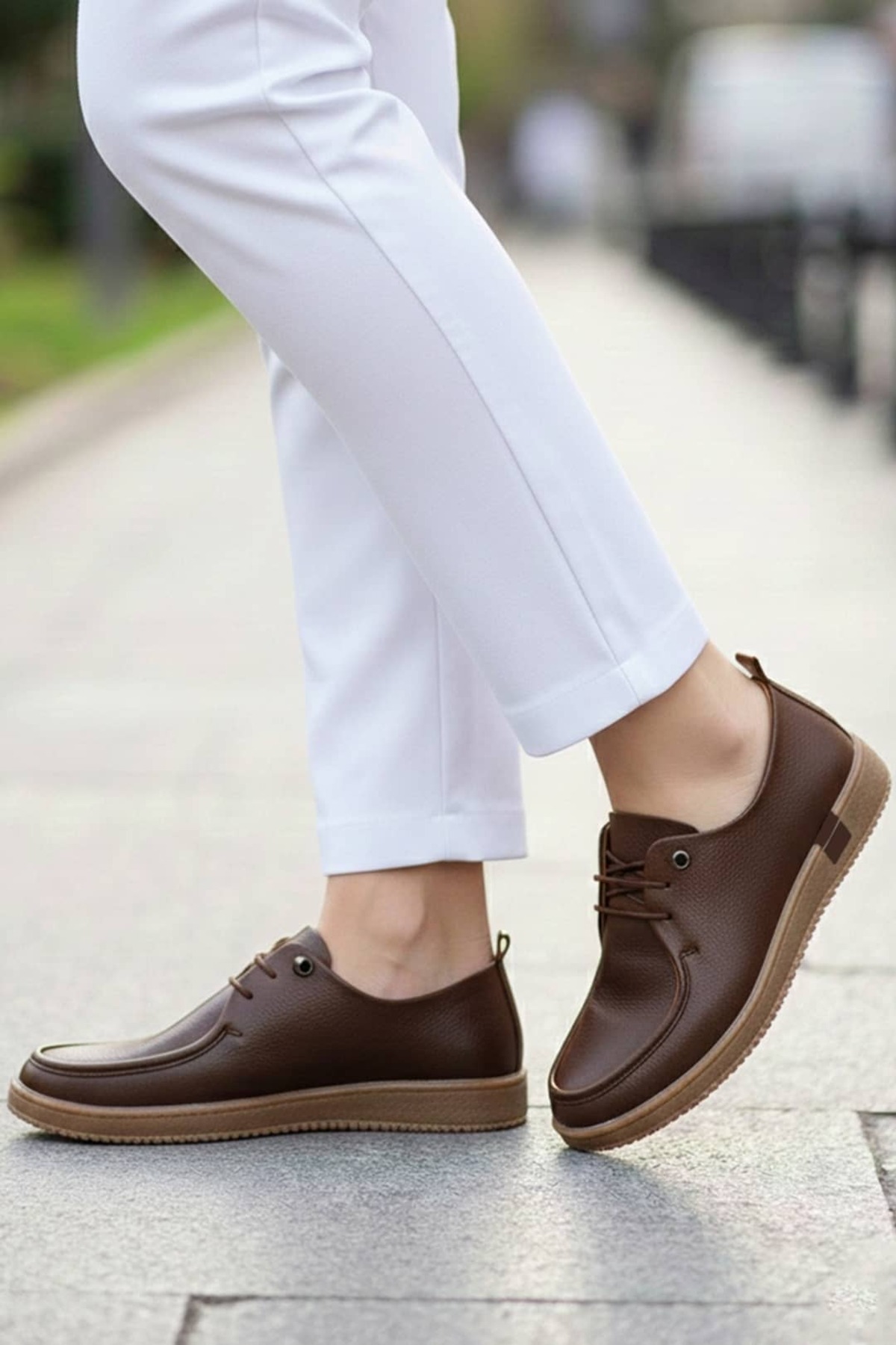 NAVİSHOES Kahverengi Kadın Lastik Detaylı Hafif Yumuşak Loafer Babet 2006 görsel 6